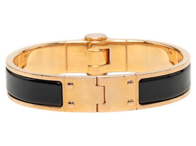 Hermès Bracciale Rigido Hermes Charnière PM Nero D'oro - vista 3