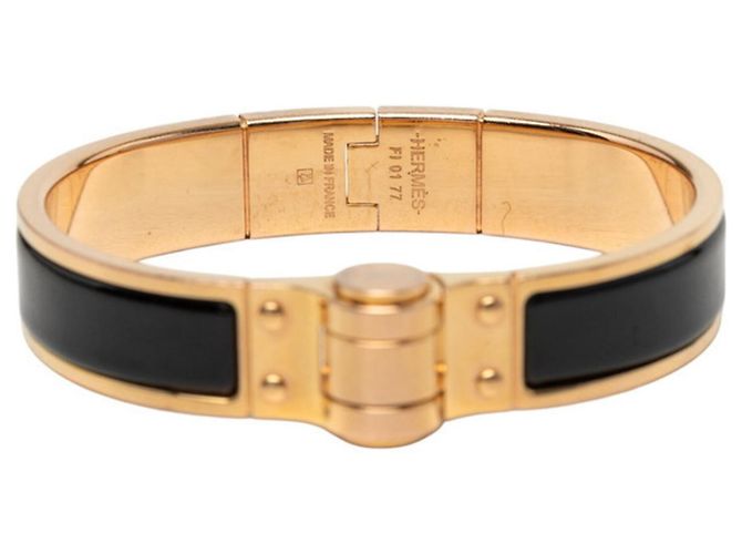 Hermès Bracciale Rigido Hermes Charnière PM Nero D'oro - vista 4