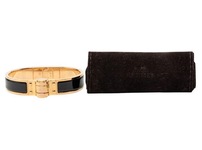 Hermès Bracciale Rigido Hermes Charnière PM Nero D'oro - vista 6