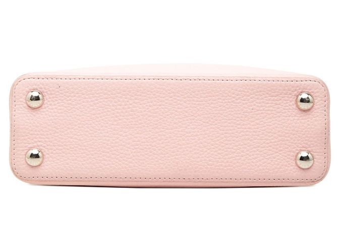 Borsa Louis Vuitton Capucines BB Rosa Bianco Bordò - vista 3