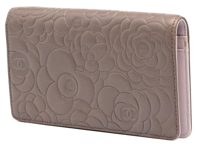 Chanel Coco Mark Camellia Embossed Long Wallet Silvery Grey - view 2