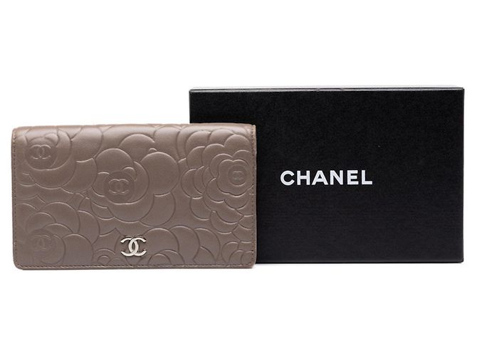 Chanel Coco Mark Camellia Embossed Long Wallet Silvery Grey - view 8