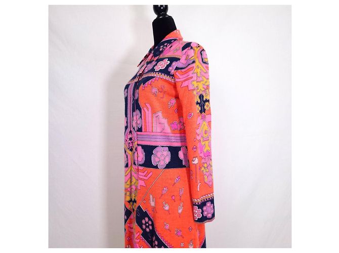 Leonard Paris Abito Chemisier Arancione Boho Anni 70 Multicolore - vista 6