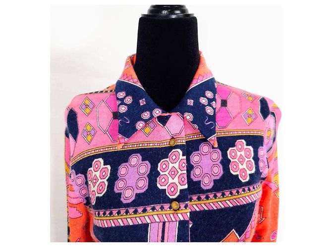 Leonard Paris Abito Chemisier Arancione Boho Anni 70 Multicolore - vista 9