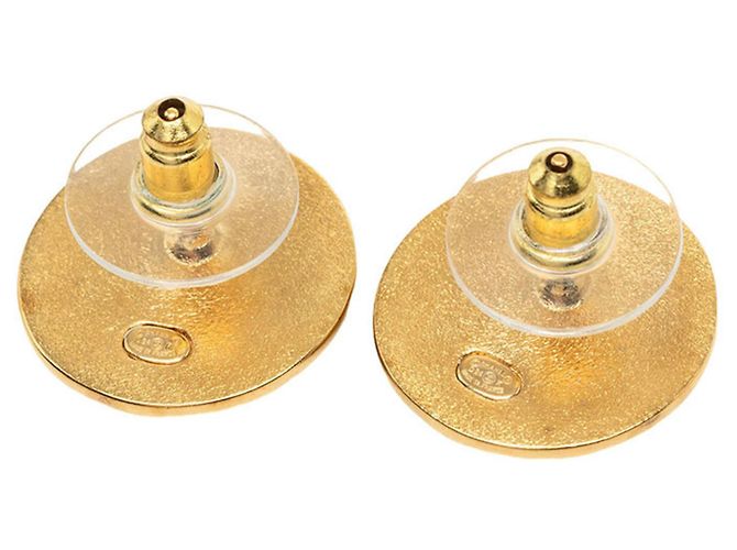 Boucles d'oreilles puces rondes Chanel Coco Mark Doré - vue 2