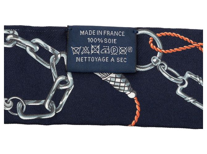 Hermès Hermes Twilly C'est La Fete Scarf Muffler Marrone Blu navy - vista 4