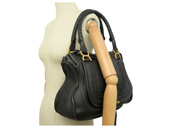 Chloé NUOVA BORSA A MANO CHLOE MARCIE MEDIUM 3S0859 IN PELLE GRANA NOIRE Nero - vista 6
