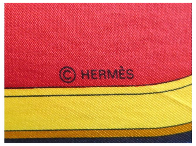 Hermès PAÑUELO HERMES GRAND APPARAT J. EUDEL CUADRADO 90 CM DE SEDA AZUL - vista 10