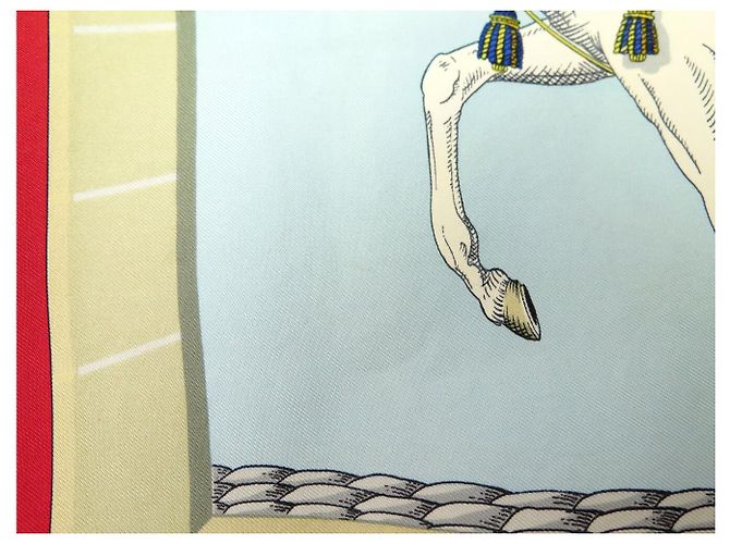 Hermès PAÑUELO HERMES GRAND APPARAT J. EUDEL CUADRADO 90 CM DE SEDA AZUL - vista 11