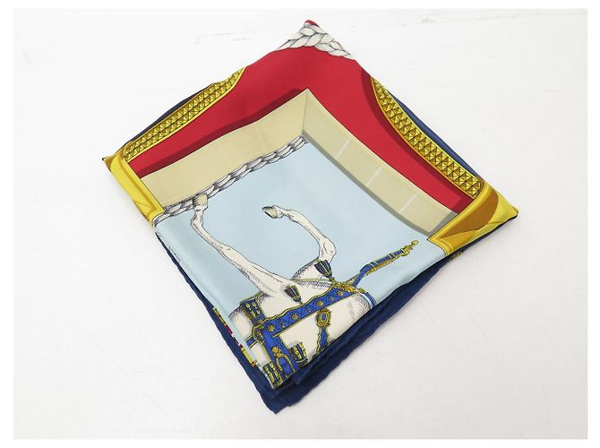 Hermès PAÑUELO HERMES GRAND APPARAT J. EUDEL CUADRADO 90 CM DE SEDA AZUL - vista 12