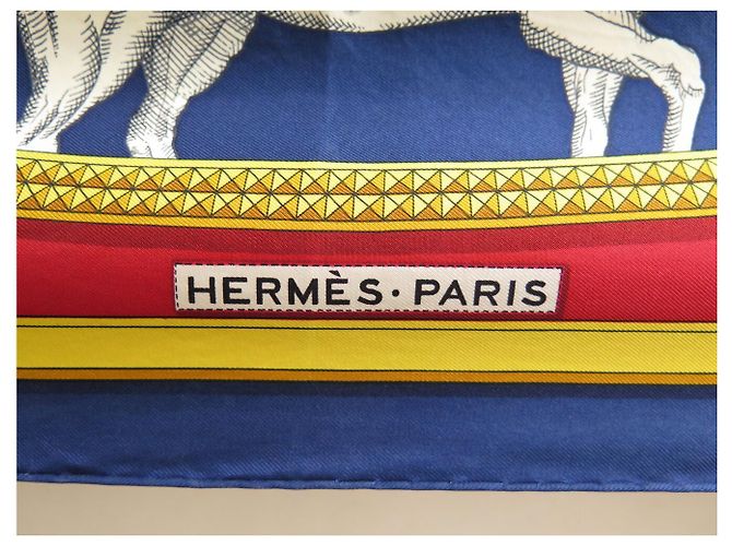 Hermès PAÑUELO HERMES GRAND APPARAT J. EUDEL CUADRADO 90 CM DE SEDA AZUL - vista 6