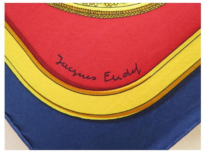 Hermès PAÑUELO HERMES GRAND APPARAT J. EUDEL CUADRADO 90 CM DE SEDA AZUL - vista 8