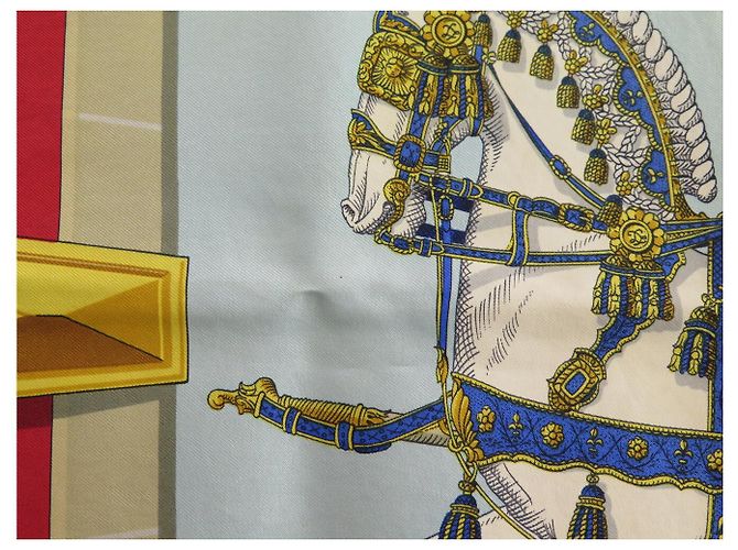 Hermès PAÑUELO HERMES GRAND APPARAT J. EUDEL CUADRADO 90 CM DE SEDA AZUL - vista 9