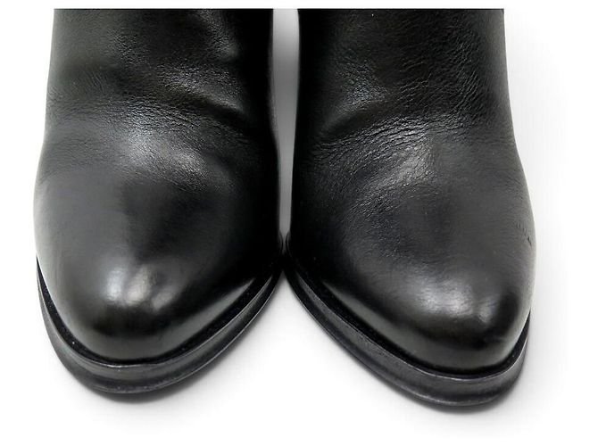 Autre Marque NEUF BOTTES A TALONS SAINT LAURENT DIANE 743797 36 CUIR NOIR + BOITE BOOTS - vue 4