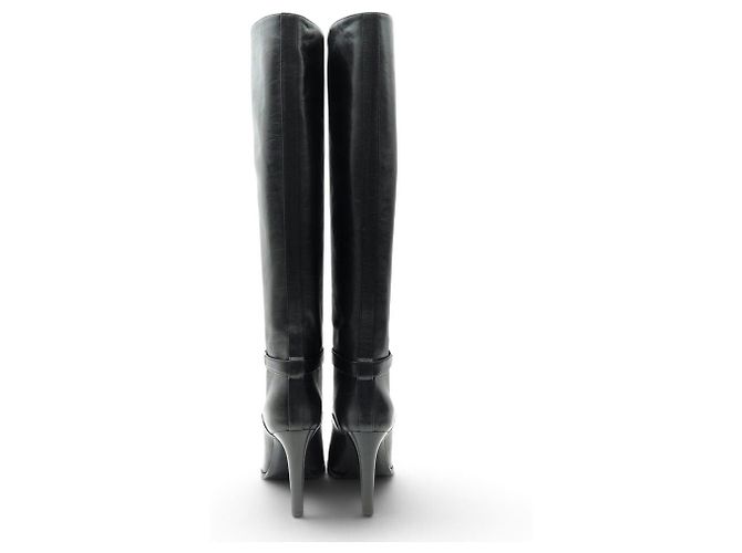 Autre Marque NEUF BOTTES A TALONS SAINT LAURENT DIANE 743797 36 CUIR NOIR + BOITE BOOTS - vue 5
