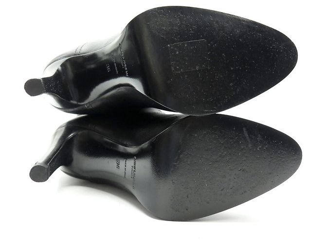 Autre Marque NEUF BOTTES A TALONS SAINT LAURENT DIANE 743797 36 CUIR NOIR + BOITE BOOTS - vue 6