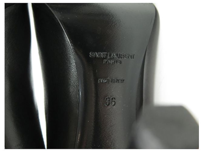 Autre Marque NEUF BOTTES A TALONS SAINT LAURENT DIANE 743797 36 CUIR NOIR + BOITE BOOTS - vue 7