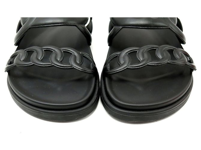 Hermès NUOVE SCARPE HERMES SANDALI EXTRA H222302ZV02 37 MULES CHAINE D'ANCRE Nero - vista 4