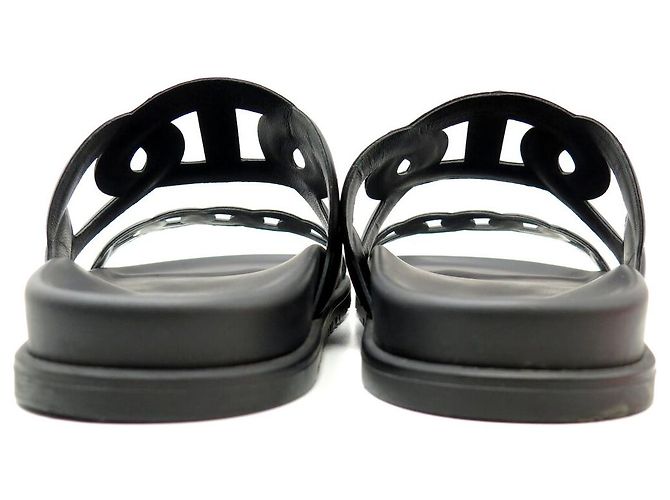 Hermès NUOVE SCARPE HERMES SANDALI EXTRA H222302ZV02 37 MULES CHAINE D'ANCRE Nero - vista 5