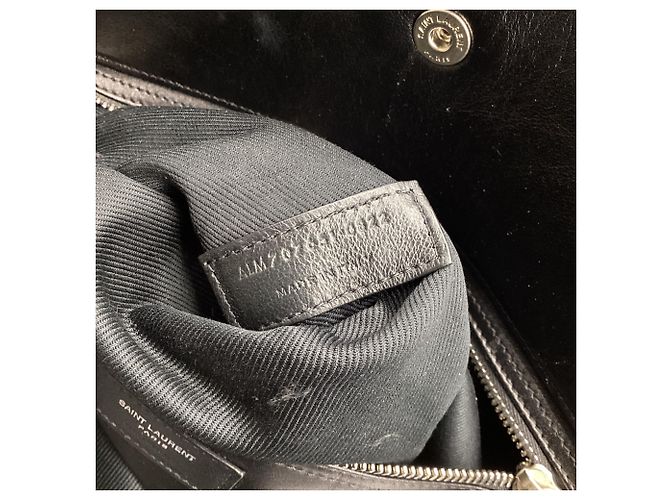 Autre Marque Saint Laurent Rive Gauche Maxi Tote Bag aus schwarzem Leder - Ansicht 11