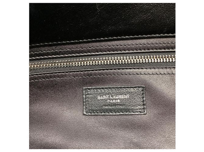 Autre Marque Saint Laurent Rive Gauche Maxi Tote Bag aus schwarzem Leder - Ansicht 13