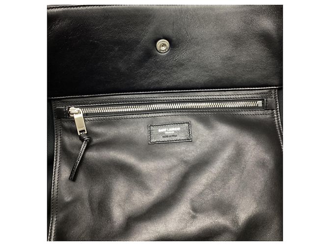 Autre Marque Saint Laurent Rive Gauche Maxi Tote Bag aus schwarzem Leder - Ansicht 14