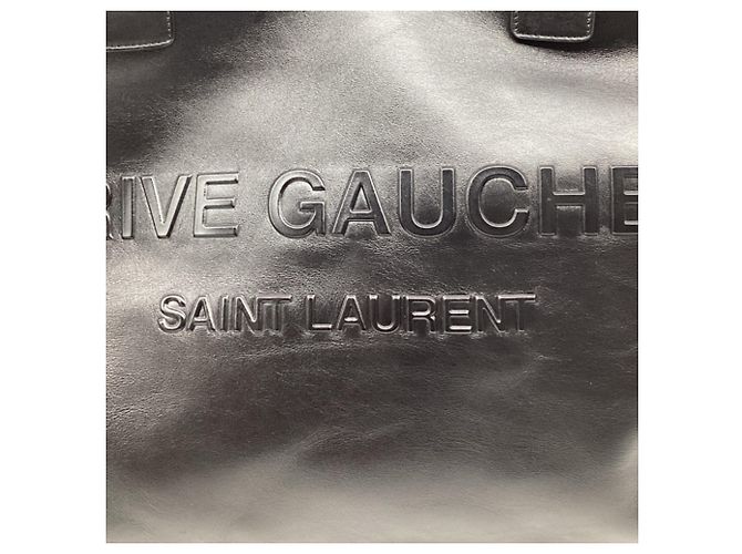 Autre Marque Saint Laurent Rive Gauche Maxi Tote Bag aus schwarzem Leder - Ansicht 17