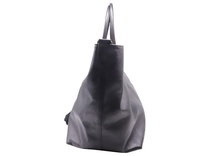 Autre Marque Saint Laurent Rive Gauche Maxi Tote Bag aus schwarzem Leder - Ansicht 3