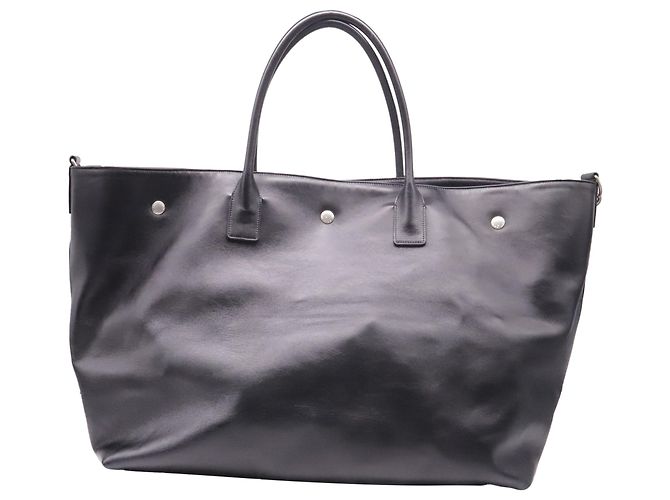 Autre Marque Saint Laurent Rive Gauche Maxi Tote Bag aus schwarzem Leder - Ansicht 4