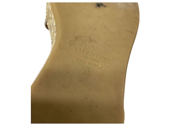 Sandali wedge espadrilles Rockstud Valentino Garavani in pelle bianca Bianco Crudo - vista 7
