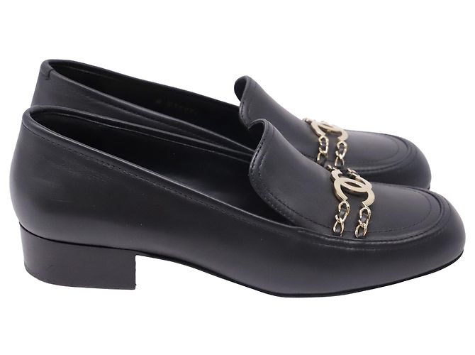 Timeless Mocassini Chanel CC Chain in pelle nera Nero - vista 3