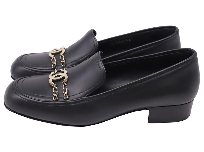 Timeless Mocassini Chanel CC Chain in pelle nera Nero - vista 4