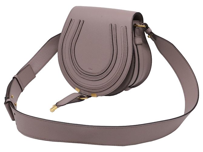 Borsa a tracolla Chloé Marcie Small in pelle di vitello beige Grigio - vista 2