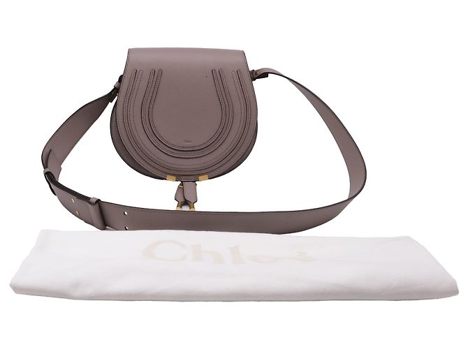 Borsa a tracolla Chloé Marcie Small in pelle di vitello beige Grigio - vista 5