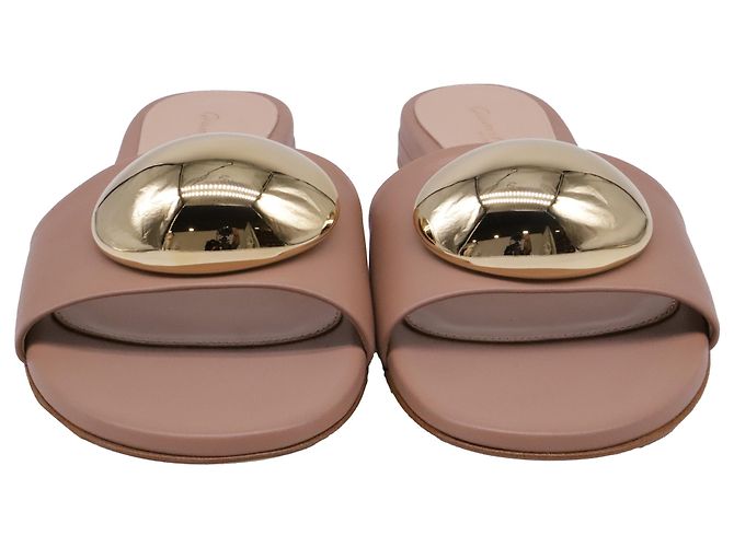 Sandali slide decorati Gianvito Rossi in pelle di agnello Beige - vista 2