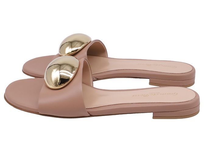 Sandali slide decorati Gianvito Rossi in pelle di agnello Beige - vista 4
