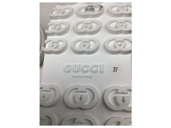 Sandali platform Gucci Horsebit in gomma bianca - vista 9