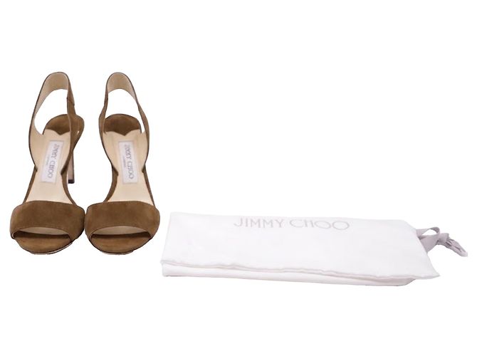 Sandali Slingback Jimmy Choo in camoscio marrone - vista 6