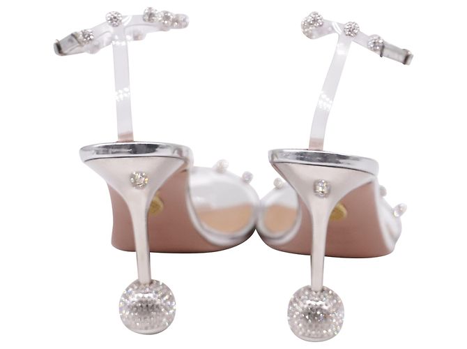 Sandali con tacco Aquazzura Secrets 95 decorati in PVC Silver - vista 5