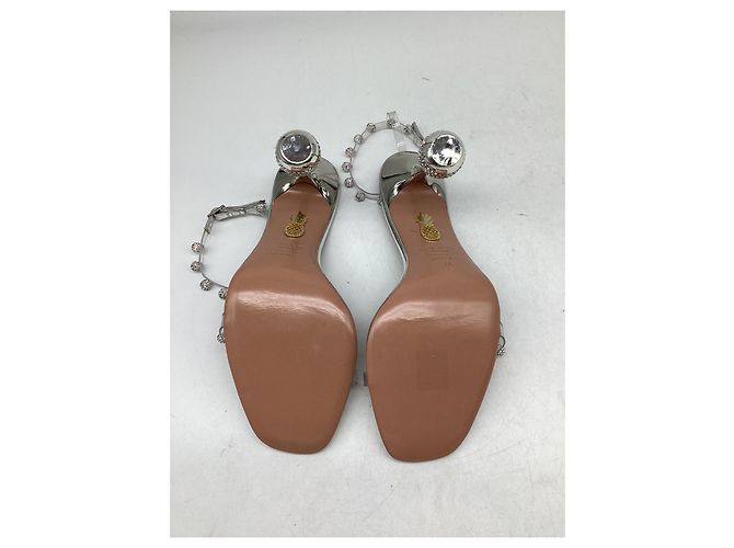Sandali con tacco Aquazzura Secrets 95 decorati in PVC Silver - vista 7