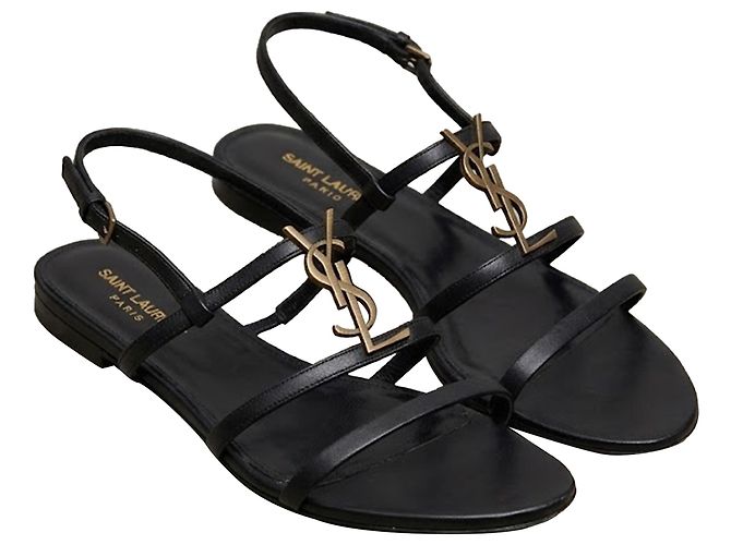 Autre Marque Sandali bassi Saint Laurent Cassandra in pelle nera - vista 3