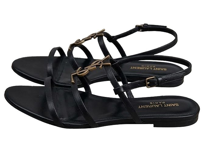 Autre Marque Sandali bassi Saint Laurent Cassandra in pelle nera - vista 4