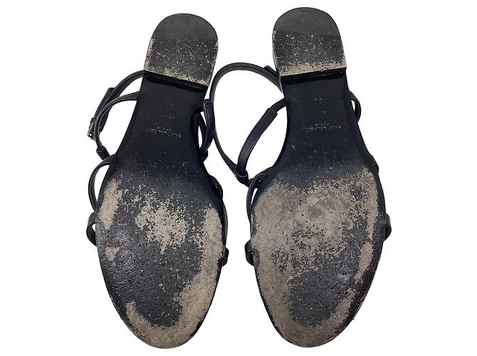 Autre Marque Sandali bassi Saint Laurent Cassandra in pelle nera - vista 7