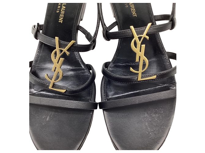 Autre Marque Sandali bassi Saint Laurent Cassandra in pelle nera - vista 9