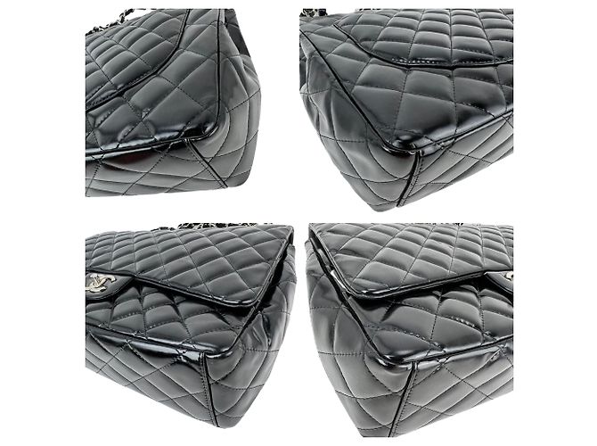 Borsa a tracolla Maxi Chanel Double Flap in pelle verniciata nera Nero - vista 4