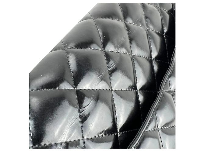 Borsa a tracolla Maxi Chanel Double Flap in pelle verniciata nera Nero - vista 5