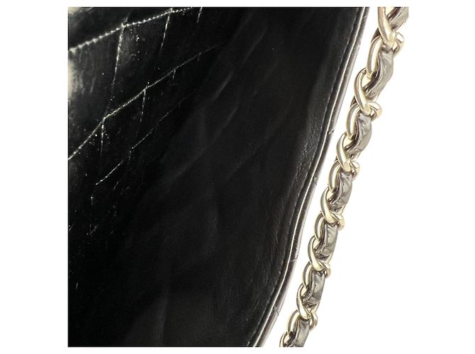 Borsa a tracolla Maxi Chanel Double Flap in pelle verniciata nera Nero - vista 7