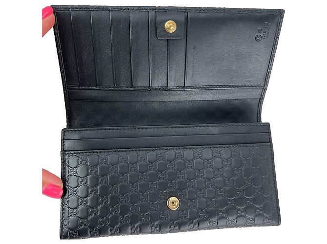 Portafoglio lungo Continental Gucci Micro Guccissima Nero - vista 10