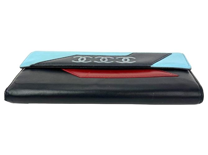 Cartera clutch larga Chanel Airline Triple CC Logo Negro - vista 3