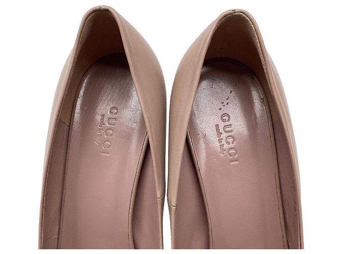 Décolleté classiche a punta Gucci in Nude Leather Marrone Carne - vista 11